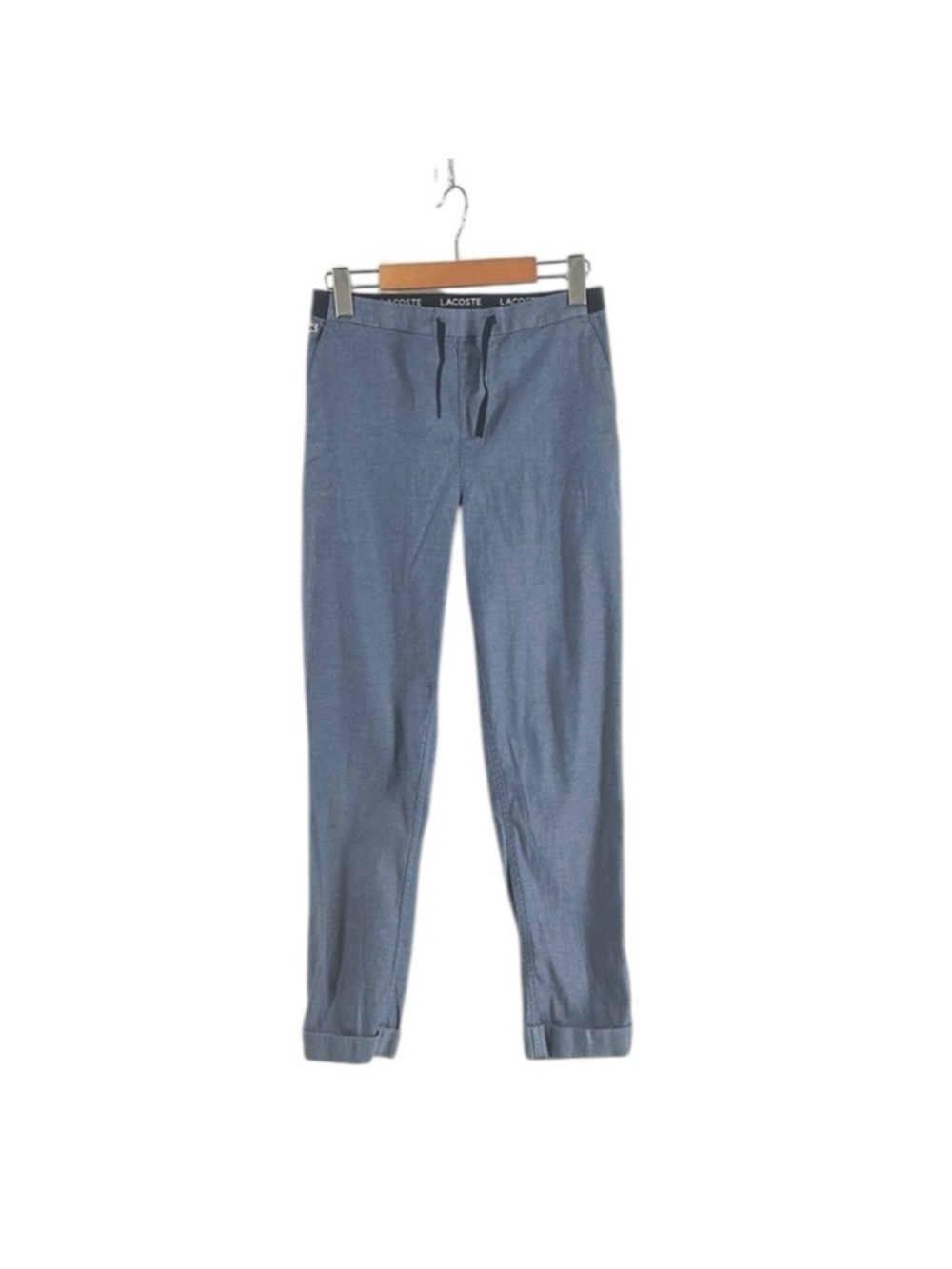 Lacoste Sky Blue Elastic Waist With Drawstring Straight-Leg Track Pants Size 14